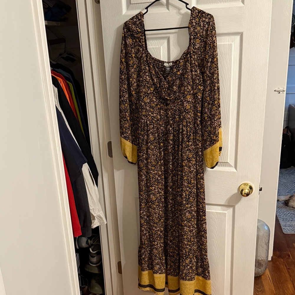 Floral Maxi Dress with Yellow Accents